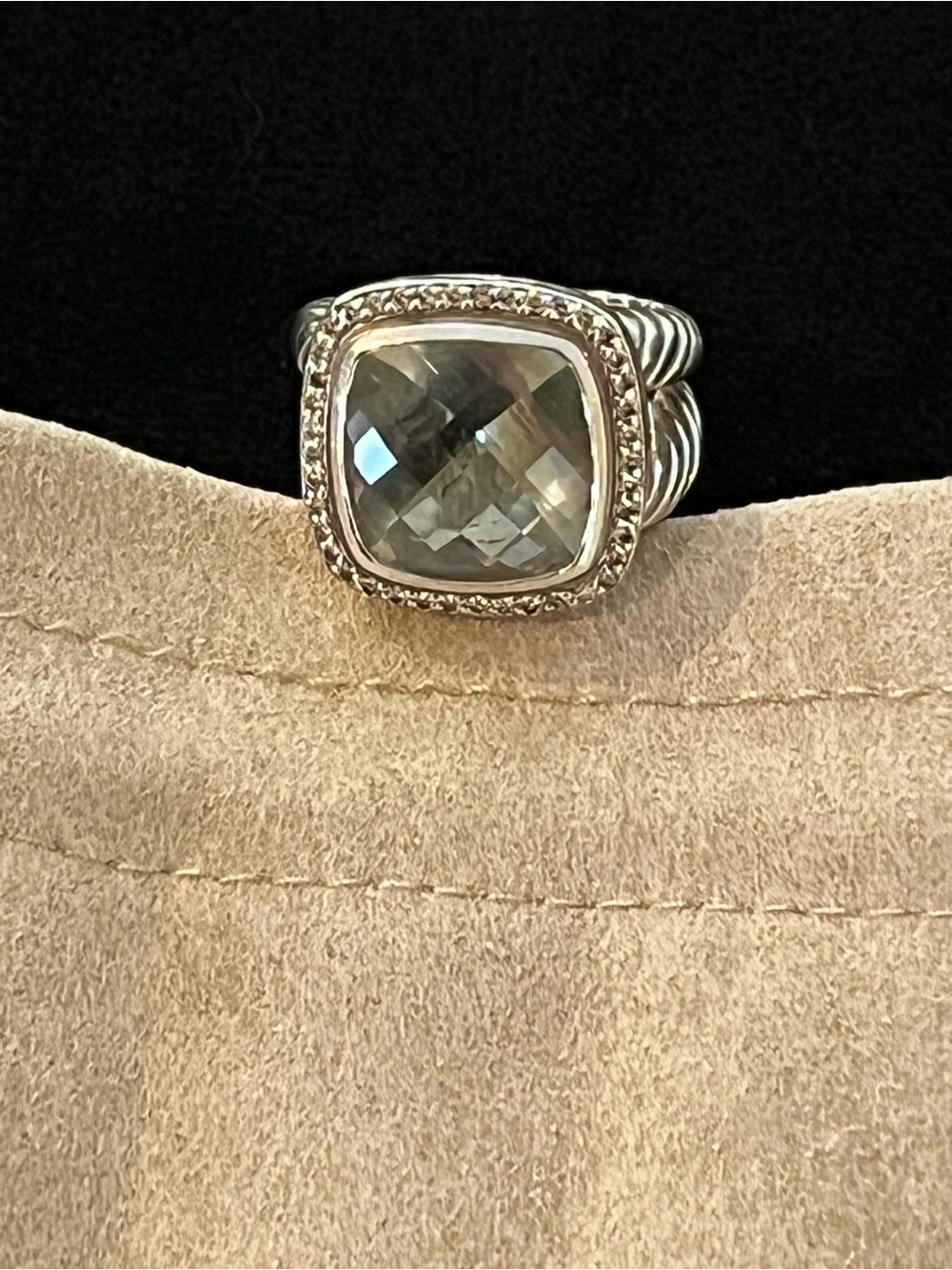 David Yurman Prasiolite & Pave Diamonds 17mm Albion Ring size 7 - Picture 7 of 10